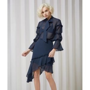 Keepsake Blue Angled High-Low Skirt- Size Small